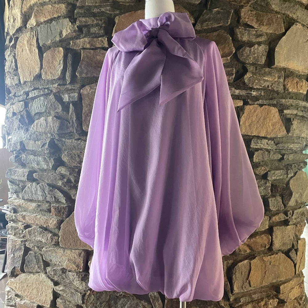 Reveuse Lilac Pouf Bubble-Hem Dress